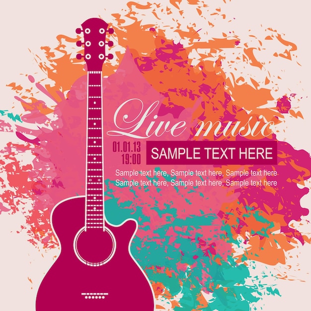 colorful banner with acoustic guitar