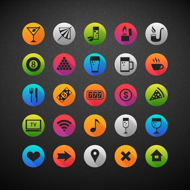 Vector colorful bar icons set on blackboard