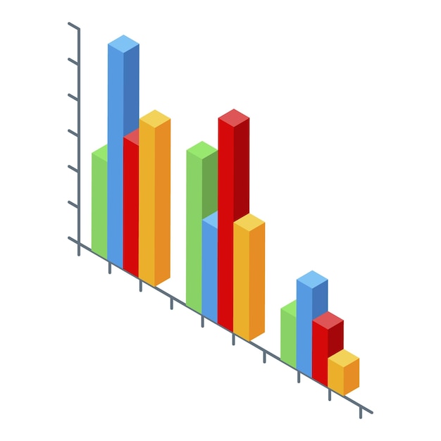 Colorful bars chart icon Isometric of colorful bars chart vector icon for web design isolated on white background