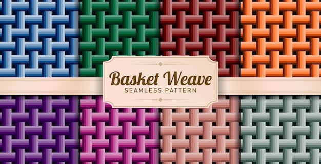 Vector colorful basket weave seamless pattern