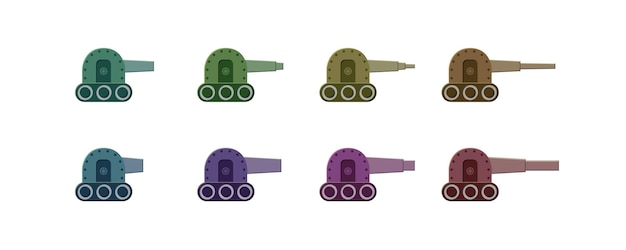 Colorful battle tanks for games and illustrations.