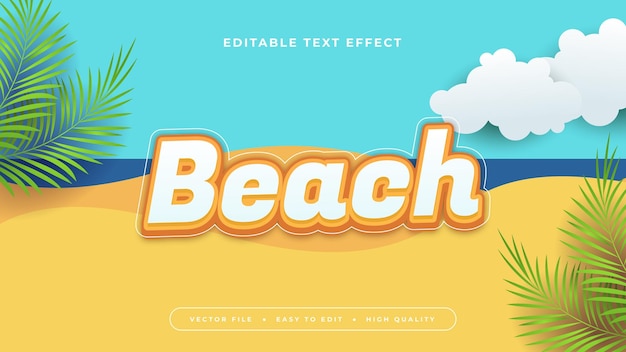 Colorful beach 3d editable text effect font style