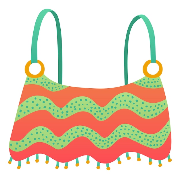 Colorful beach bag with wavy stripes and dots design summer accessory with tassels and ring handles