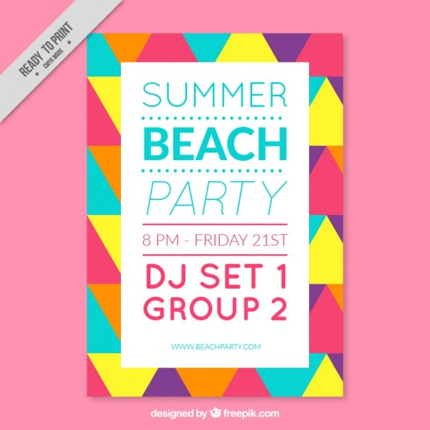 Vector colorful beach party brochure