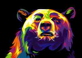 Vector colorful bear illustration in wpap pop art style