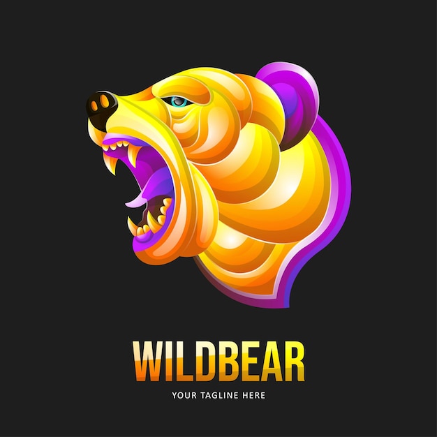 Красочный дизайн логотипа медведя