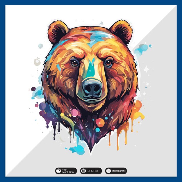 Vector colorful bear vector tshirt design