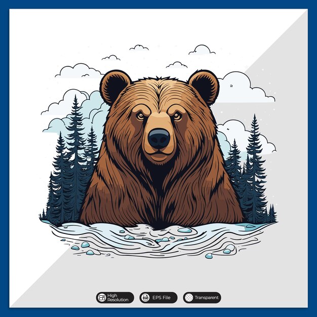 Colorful bear vector tshirt design