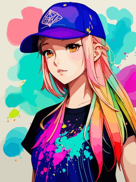 Colorato una bellissima illustrazione di fiori di una ragazza carina con disegni colorati o stile wpap