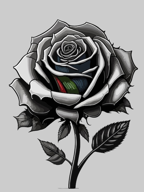 Bella illustrazione variopinta del fiore della rosa con il disegno variopinto o lo stile del wpap per il manifesto