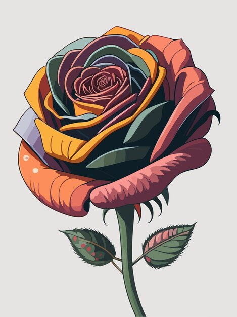 Vector colorful beautiful rose flower illustration with colorful drawing or wpap style for poster