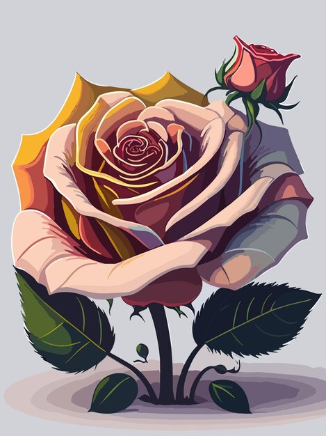 Vector colorful beautiful rose flower illustration with colorful drawing or wpap style for poster