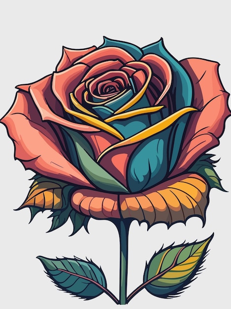 Bella illustrazione variopinta del fiore della rosa con il disegno variopinto o lo stile del wpap per la stampa