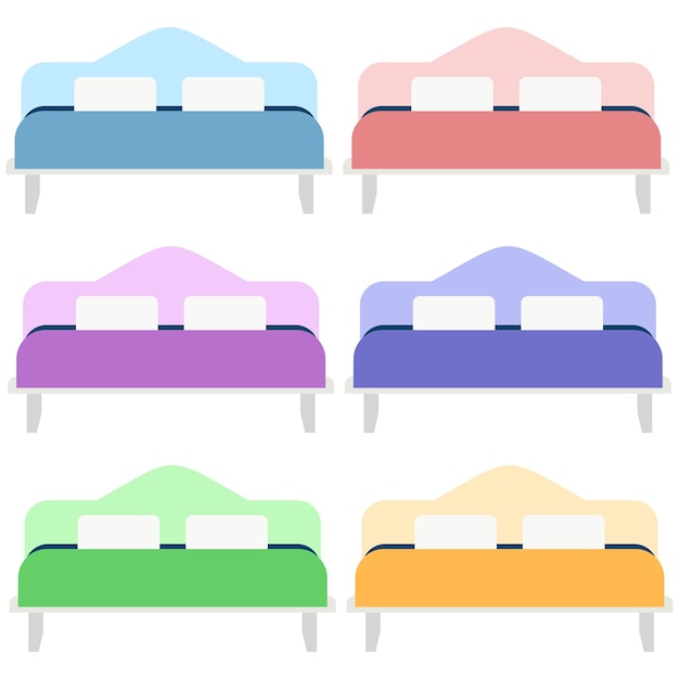 colorful bed element icon game asset flat illustration