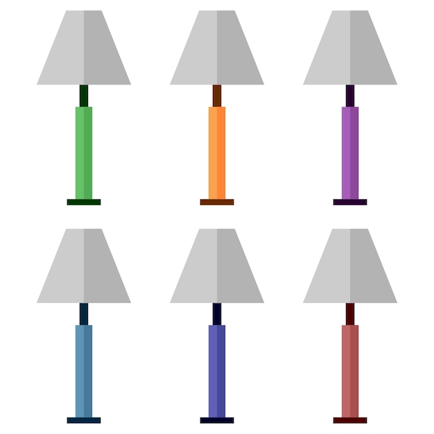 Вектор Красочные лампы кровати уникальные и привлекательные элемент значок игра активов плоские иллюстрации