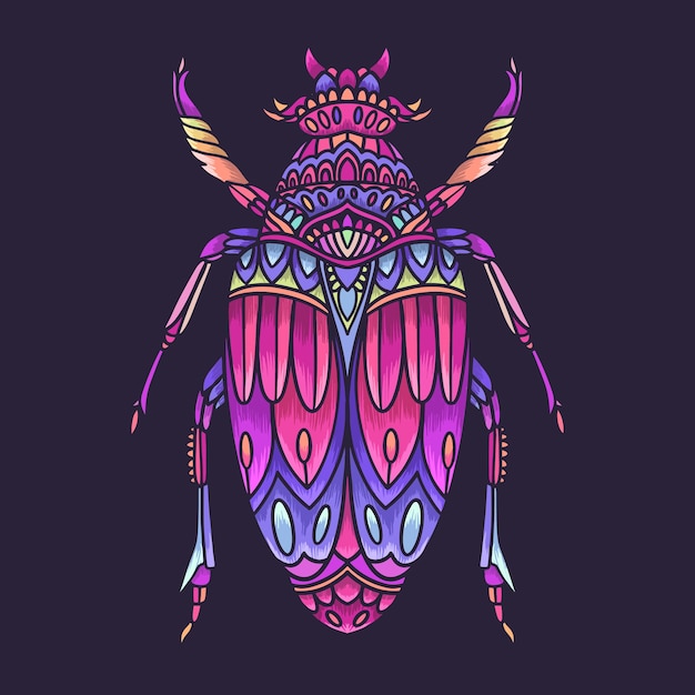 Colorful beetle mandala  illustration