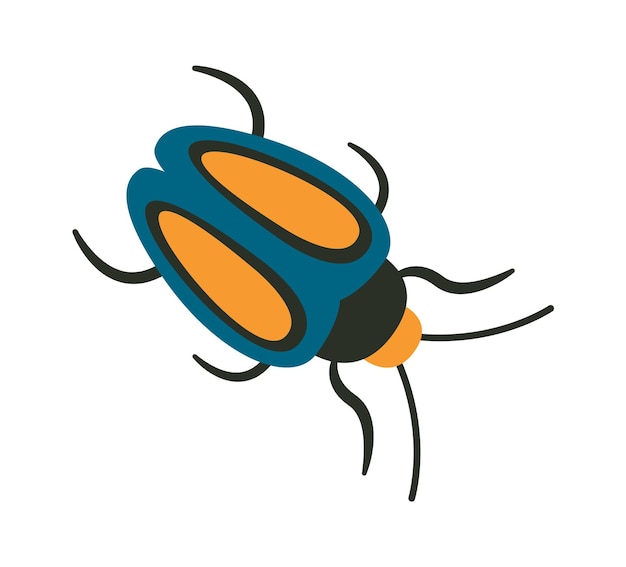 Colorful beetle with abstract floral pattern flat icon