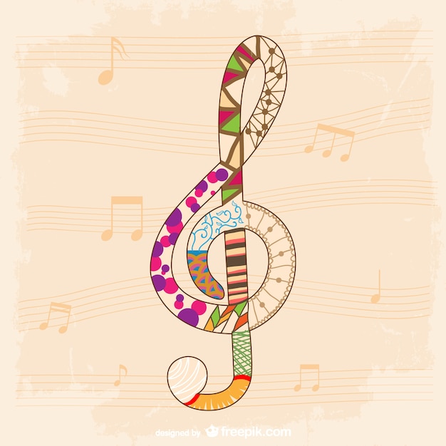 Colorful big music clef