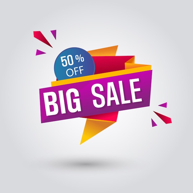 a colorful big sale banner with fifty percent off discount