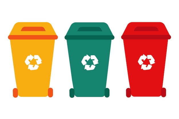 Colorful bins with recycle symbol vector Isolate on white background