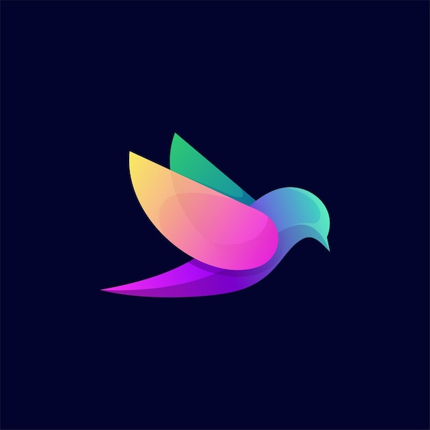 다채로운 새 추상 동물 그라디언트 로고