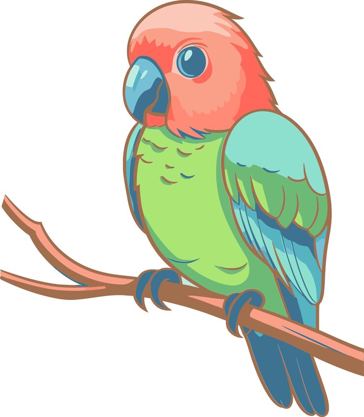 Vector a colorful bird on a branch with a picture of a parrot on it
