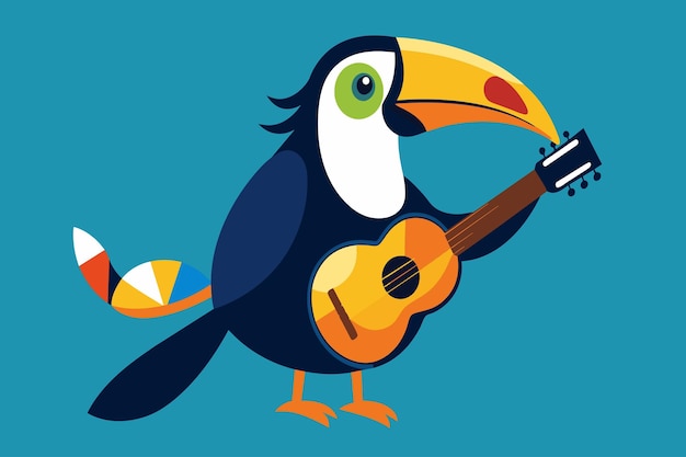 Vettore a colorful bird holding a guitar