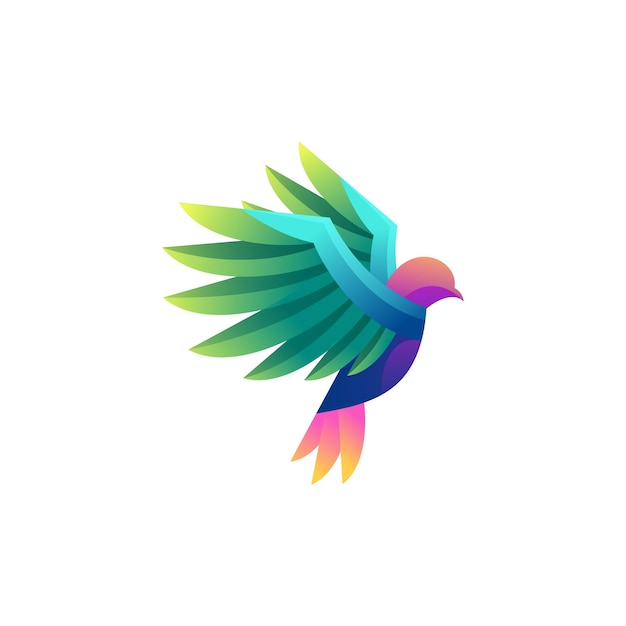 Vector colorful bird illustration gradient abstract