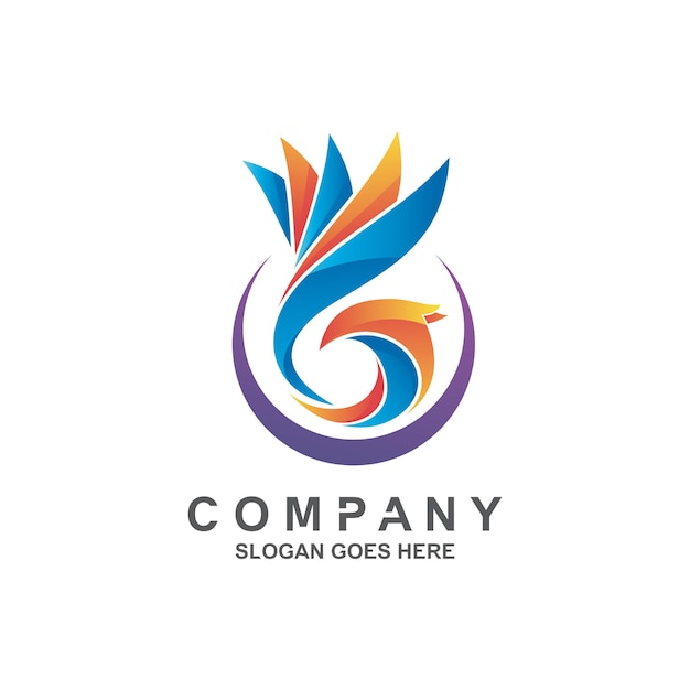 Colorful bird logo design