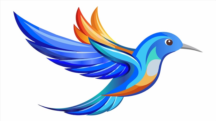 Vector a colorful bird with a blue tail that says quot the blue bird quot