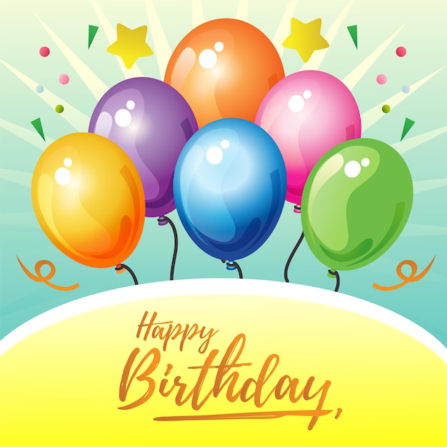 Vector colorful birthday card theme with vivid balloon