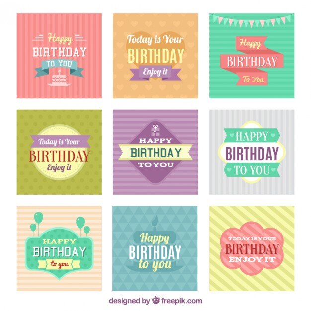 Colorful birthday cards collection