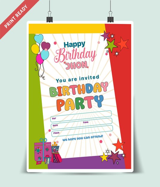 Colorful birthday invitation