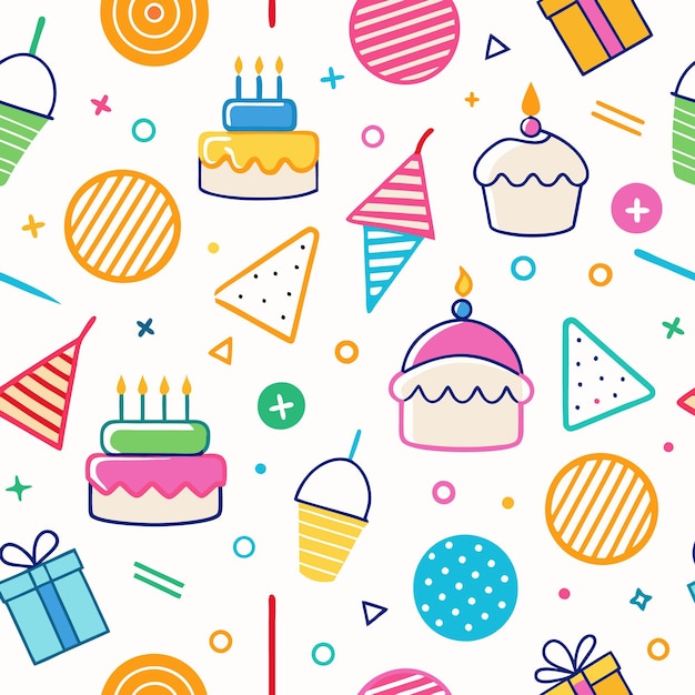 colorful birthday theme doodles