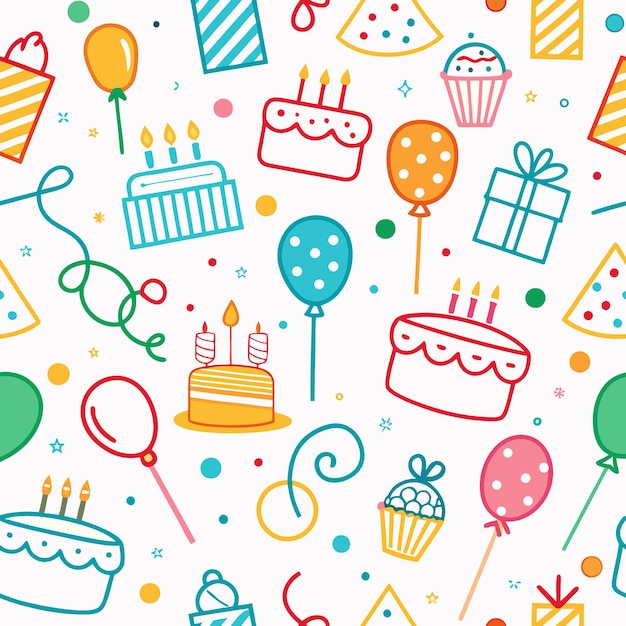 colorful birthday theme doodles