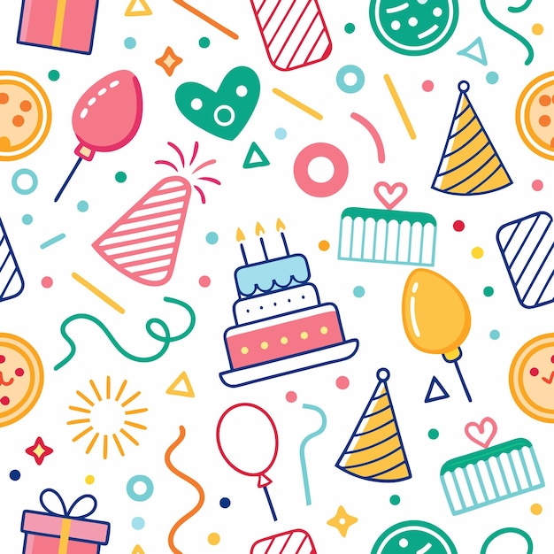 colorful birthday theme doodles