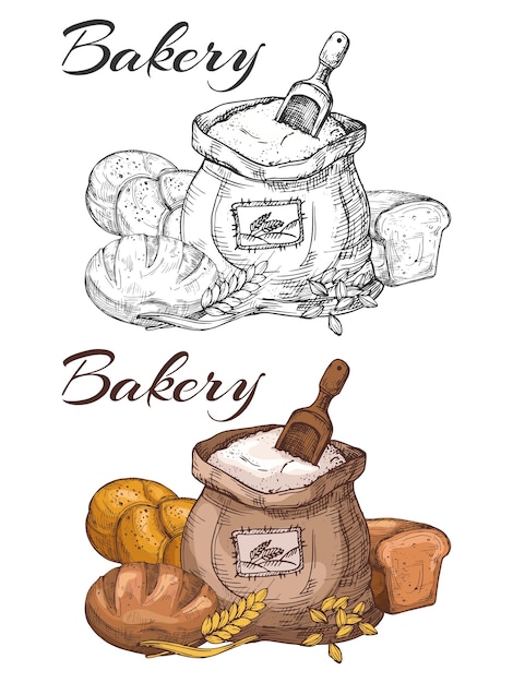 Colorful and black and white bakery emblem design
