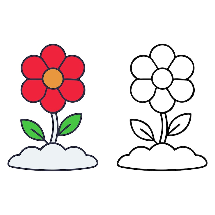 Vector 색채 책 을 위한 다채롭고 흑백 의 꽃 일러스트레이션