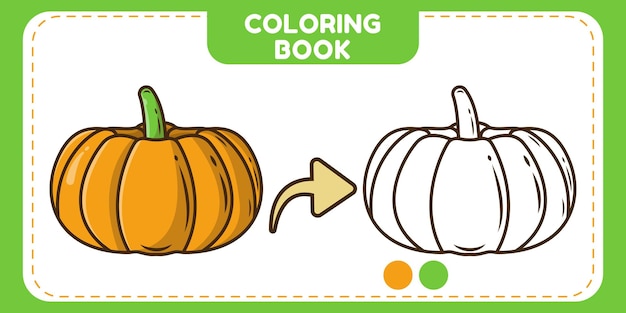 Colorful and black and white pumpkin hand drawn cartoon doodle coloring book for kids