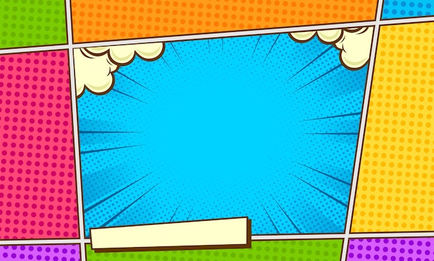 Colorful blank comic cartoon page background