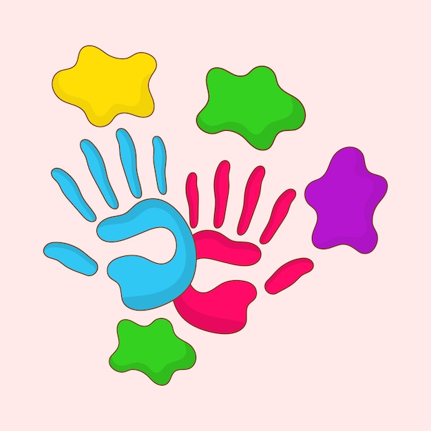 Colorful blobs and human hand print background