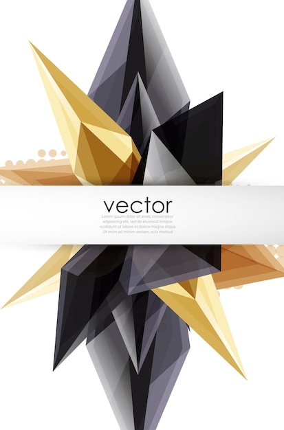 Colorful blooming crystals vector abstract background Glass transparent effect shiny 3d triangular forms