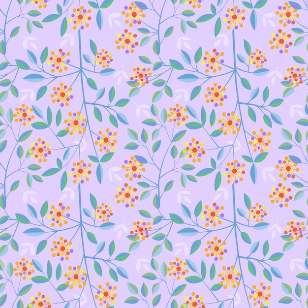 Colorful blossom flowers vector design seamless pattern.