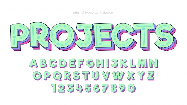 Vector colorful bold cartoon irregular typography