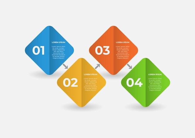 Colorful book paper style of infographic template with 4 steps