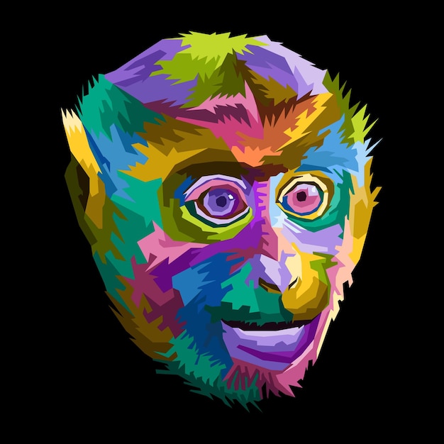 Vector colorful bored ape monkey pop art portrait nft style