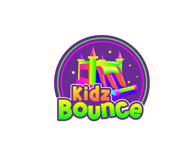 Vector colorful bounce kids playing logo design template