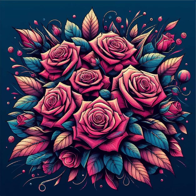 premium-vector-colorful-bouquet-of-roses-for-valentines-day