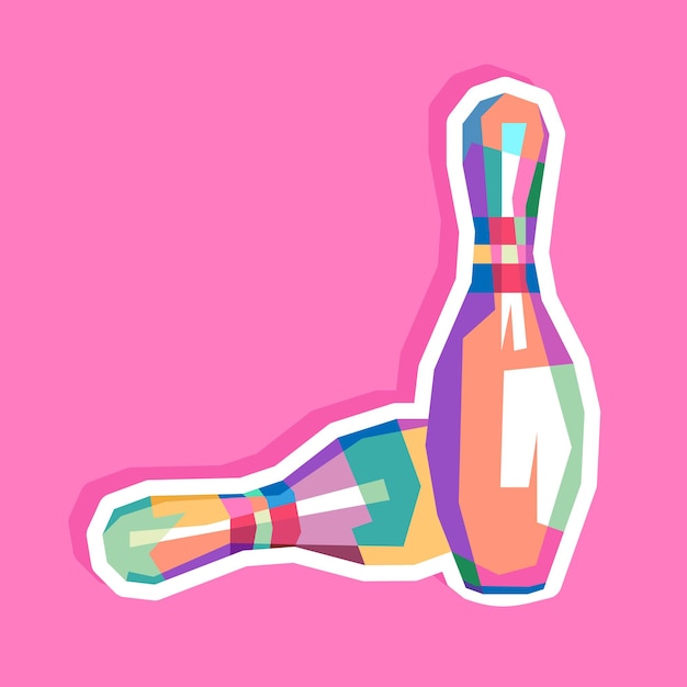 Colorful bowling pin pop art portrait design