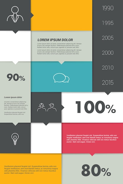 Diagramma a scatola colorata. grafico del modulo di infografica.